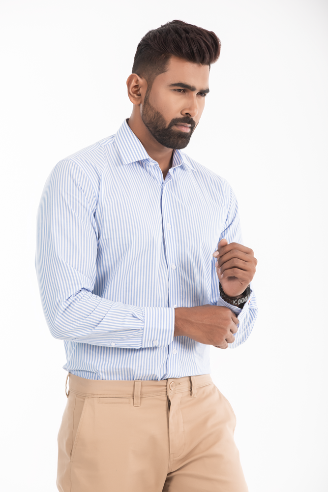 Men's Slim-Fit Long-Sleeve Full Cotton Shirt