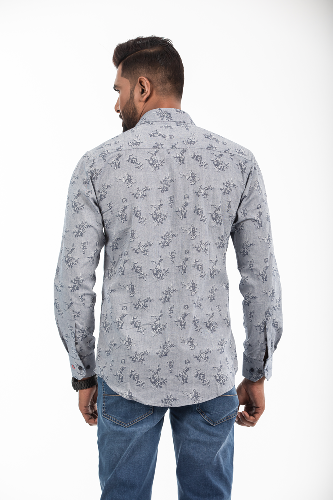 Men's Slim-Fit Long-Sleeve Design Fabric Shirt
