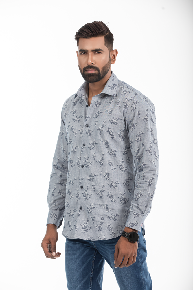 Men's Slim-Fit Long-Sleeve Design Fabric Shirt