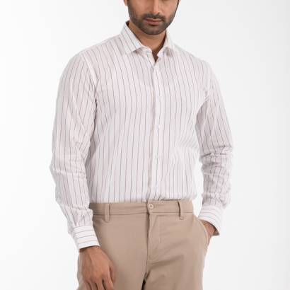 Men's Slim Fit Cotton Stripe Dress Shirt