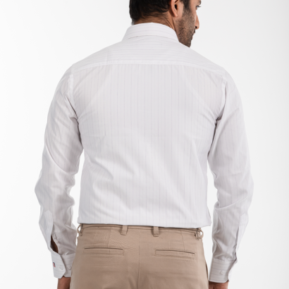 Men's Classic Fit Cotton Stripe Long Sleeve Shirt (Premium)