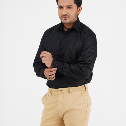 Men's Long Sleeve Shirts Solid  Black Formal Business Shirts