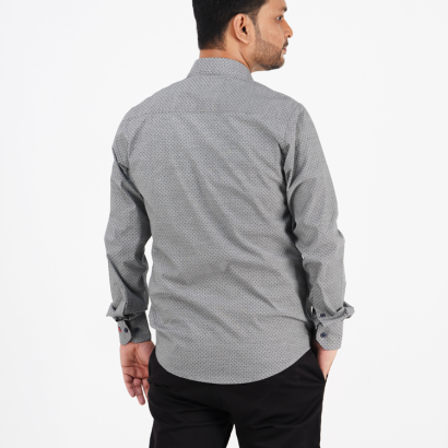 Men's Slim-Fit AOP Long Sleeve Cotton Full Sleeve Casual Shirt