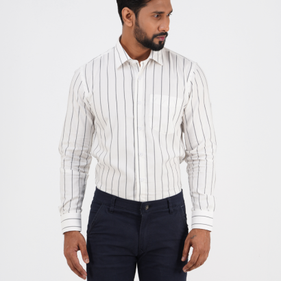 Men's Full-Sleeve Slim-Fit Striped Shirt