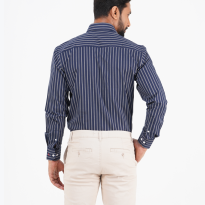 Men's Regular-Fit Striped Full Sleeve Formal Shirt