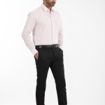 Men's Slim-Fit Cotton-Spandex Stripe Dress Shirt