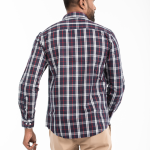 Men's Slim Fit Spread Collar Checked Dress Shirt