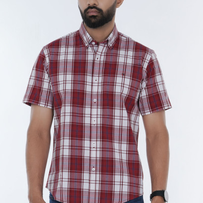Men's Slim-Fit Short-Sleeve Cotton Shirt