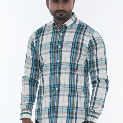 Men's Long Sleeve Shirt Multi Gingham Slim-Fit Shirt