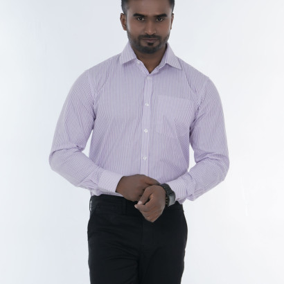 Men's Dress Regular Fit Long Sleeve Stripe Shirt