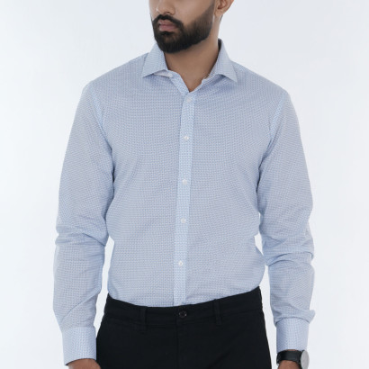 Men's Slim-Fit Long-Sleeve Cotton Formal Shirt