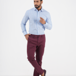Men's Slim Fit Long Sleeve Arrow Collar Stripe Shirt