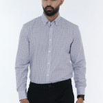 Men's Short Sleeve Dress Shirt Regular Fit Cotton Check Shirt