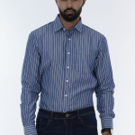 Men's Summer Striped Shirts Button Down Long Sleeve with Pocket