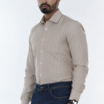 Men's Summer Striped Shirts Long Sleeve Shirts with Pocket